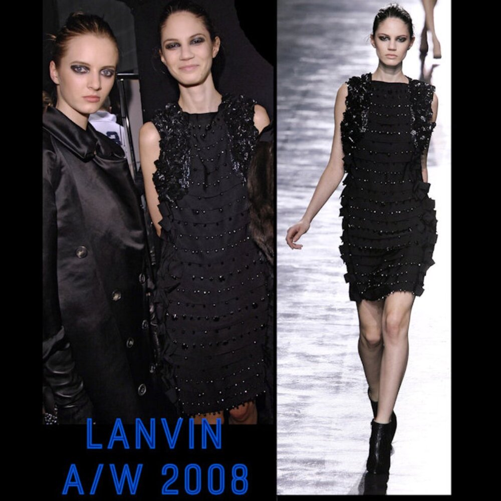 Vintage LANVIN 2008 Runway Black Embellished Black Tie Party Dress - Picture 4 of 11